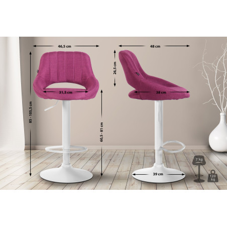 Sgabello Milet Tessuto viola,bianco