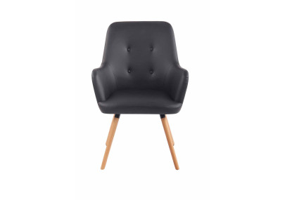 Fauteuil lounge Aarhus en similicuir noir naturel