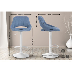 Taburete de bar Milet en tela con base metálica Azul,Blanco