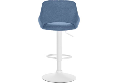 Tabouret de bar Milet, tissu, blanc/bleu