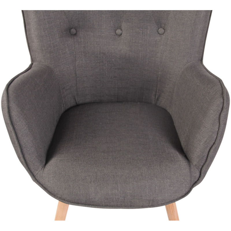 Sillón Nórdico Ashford Tapizado En Tela Gris oscuro,Natural