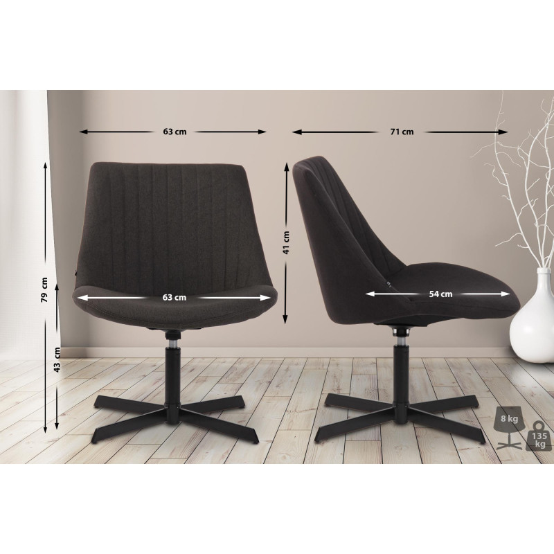 Sedia da Lounge Granby grigio scuro