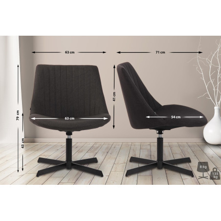 Sedia da Lounge Granby grigio scuro