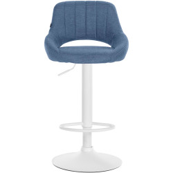 Tabouret de bar Milet, tissu, blanc/bleu