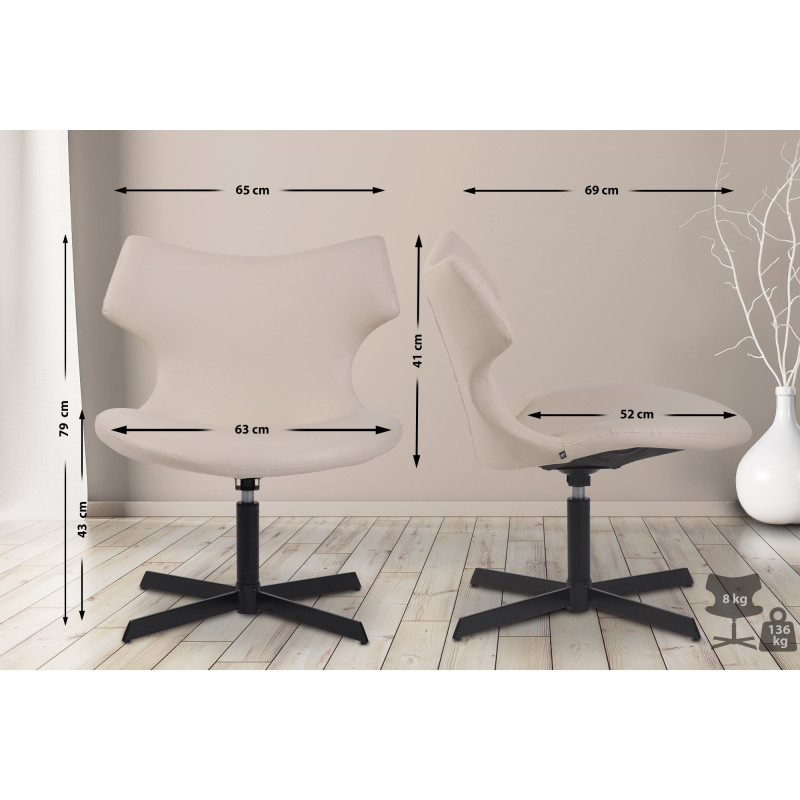 Chaise longue Welland, similicuir, crème