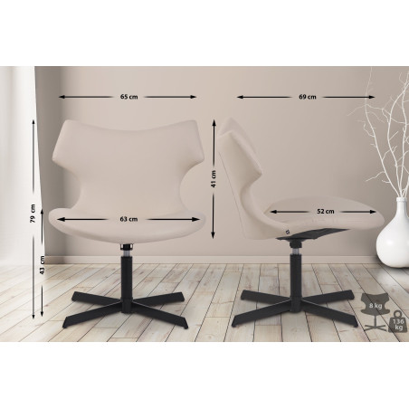 Sedia da lounge Welland in similpelle crema
