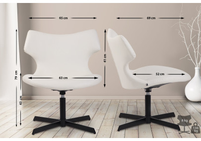 Sedia da lounge Welland in similpelle bianco