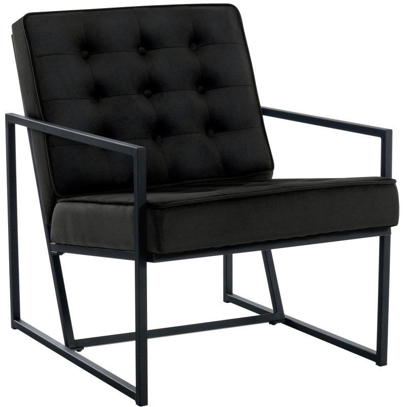 Fauteuil de salon en velours Avon, noir