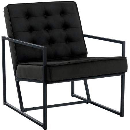 Fauteuil de salon en velours Avon, noir