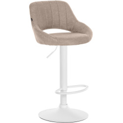 Tabouret de bar Milet, tissu blanc taupe