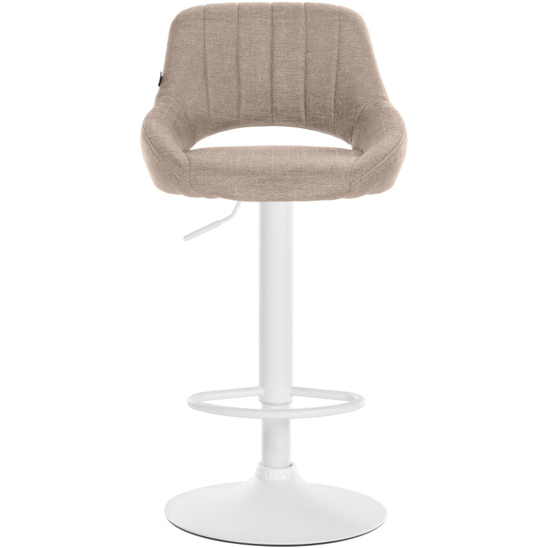 Tabouret de bar Milet, tissu blanc taupe