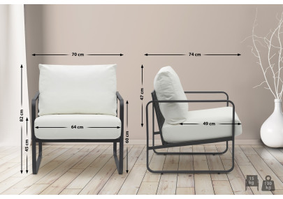 Sillón Manea en polipiel o tela Blanco,Simil cuero