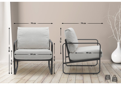 Chaise longue Manea en tissu cr?me