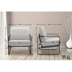 Chaise longue Manea en tissu crème
