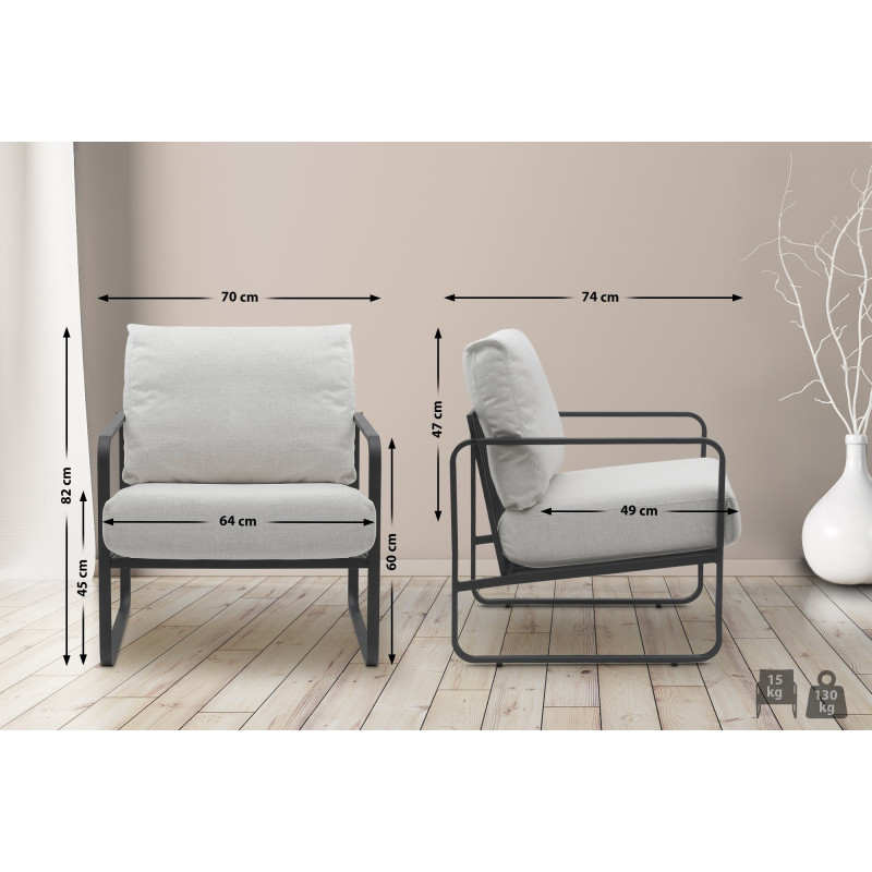 Sillón Manea en polipiel o tela Crema,Tela