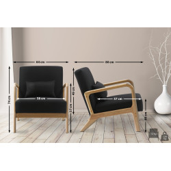 Fauteuil Hibbing, tissu noir