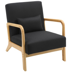 Sillón Hibbing con tapizado de tela Negro