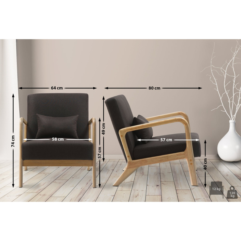 Fauteuil Hibbing, tissu marron