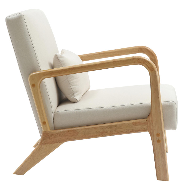 Sillón Hibbing con tapizado de tela Crema