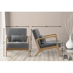 Sillón Hibbing con tapizado de tela Gris claro