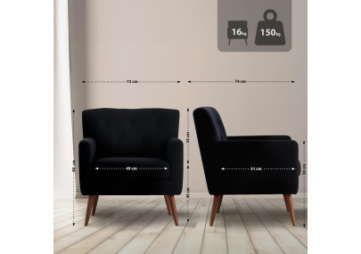 Fauteuil Kioni Cord, noir