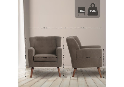 Fauteuil Kioni Cord, marron foncé