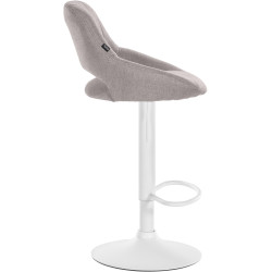 Tabouret de bar Milet, tissu blanc gris