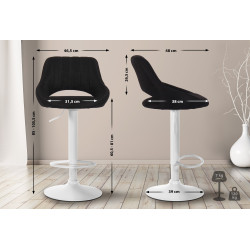 Tabouret de bar Milet, tissu blanc noir