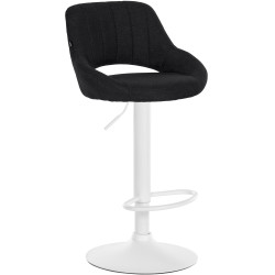 Tabouret de bar Milet, tissu blanc noir