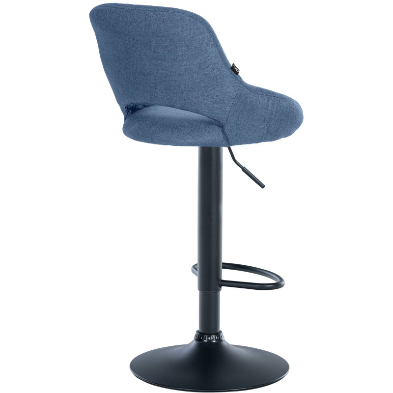 Tabouret de bar Milet, tissu noir bleu