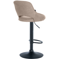 Tabouret de bar Milet, tissu noir taupe