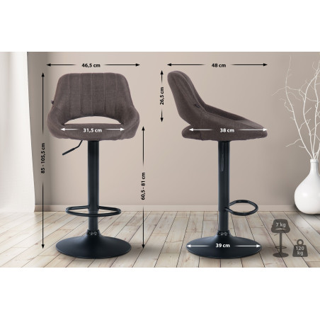 Sgabello Milet Tessuto grigio scuro,nero