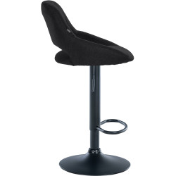 Tabouret de bar Milet, tissu noir noir