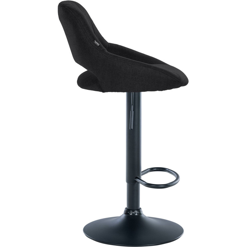 Tabouret de bar Milet, tissu noir noir