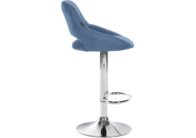 Tabouret de bar Milet, tissu, chrome, bleu