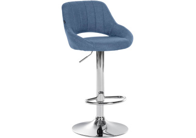 Tabouret de bar Milet tissu bleu chrome