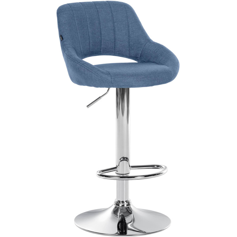 Tabouret de bar Milet, tissu, chrome bleu