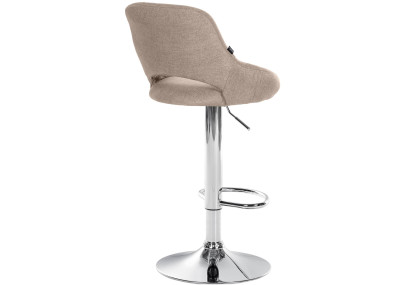 Tabouret de bar Milet, tissu, chrome taupe