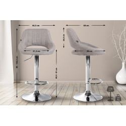 Sgabello Milet Tessuto grigio,cromo