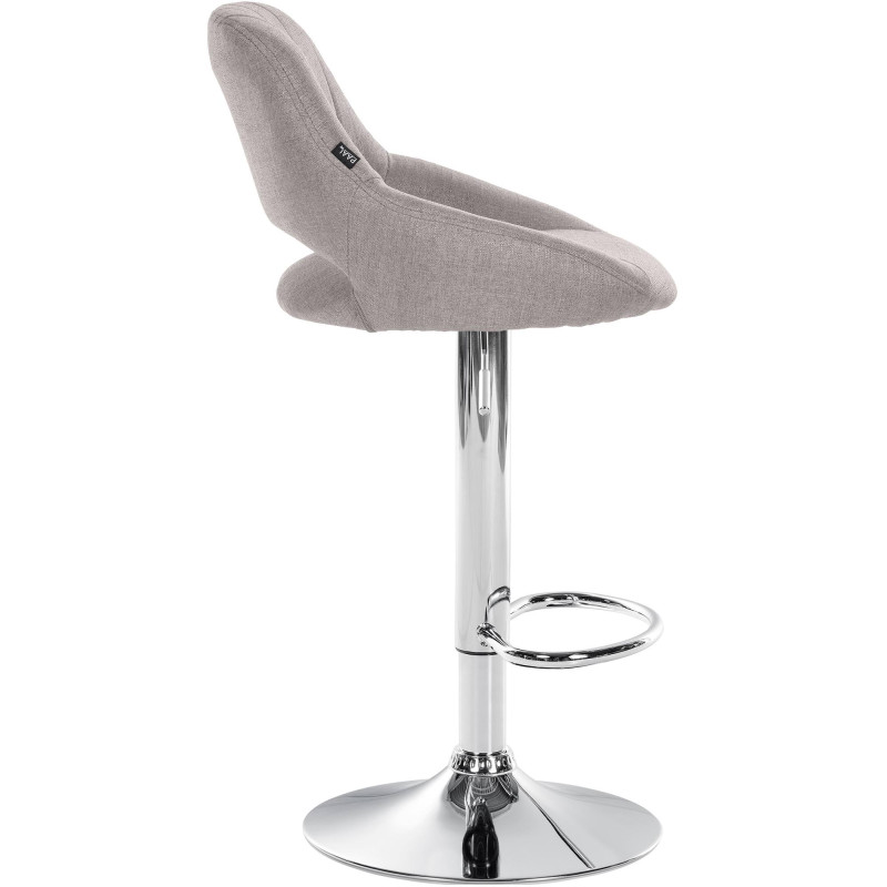 Tabouret de bar Milet, tissu, chrome gris