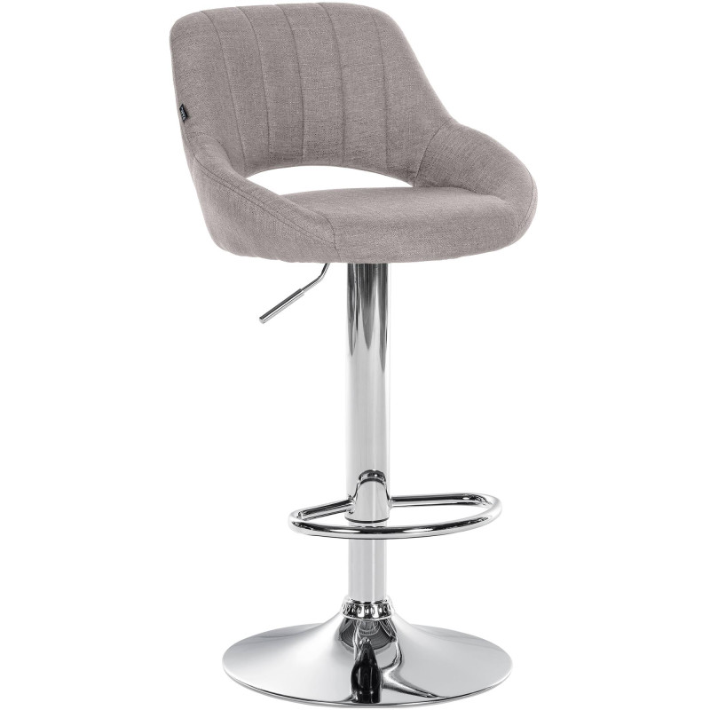 Tabouret de bar Milet, tissu, chrome gris