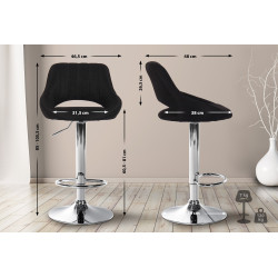 Tabouret de bar Milet, tissu, chrome noir