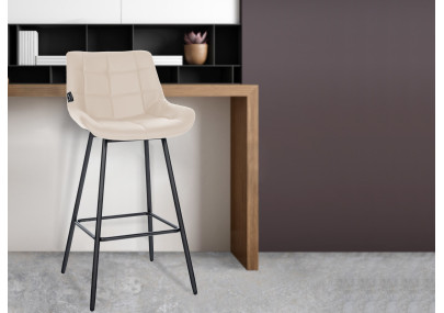 Tabouret de bar Weston simili cuir crème
