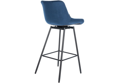 Tabouret de bar pivotant Weston, velours, bleu