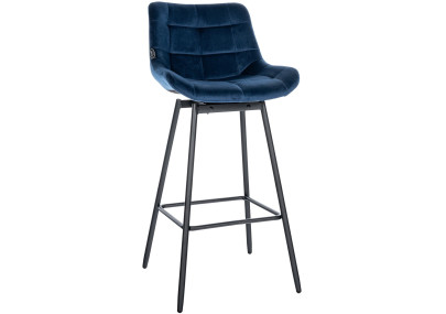 Tabouret de bar pivotant Weston, velours, bleu
