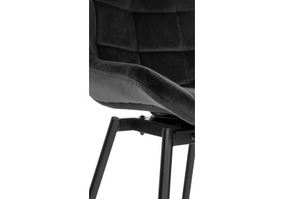 Tabouret de bar pivotant Weston, velours, noir