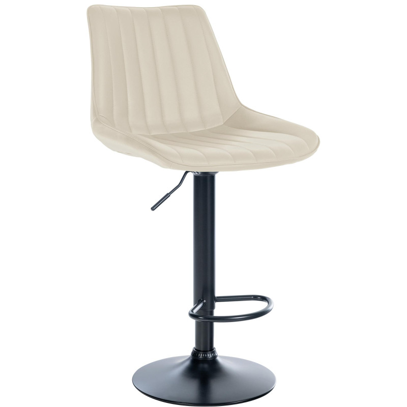 Taburete de bar Toni en piel sintética Crema,Negro