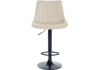 Tabouret de bar Toni simili cuir noir crème