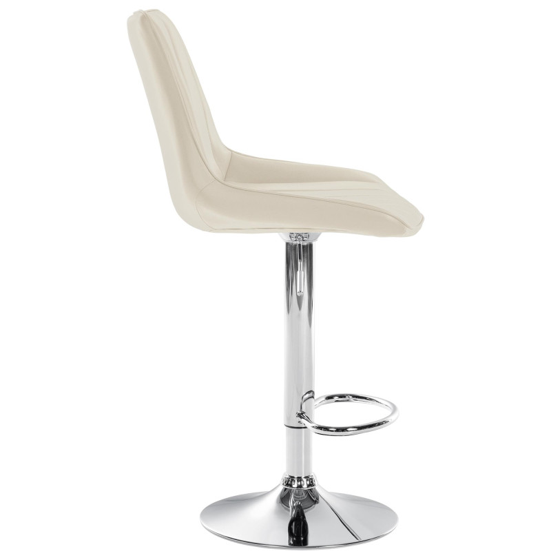 Tabouret de bar Toni, similicuir, chrome, crème
