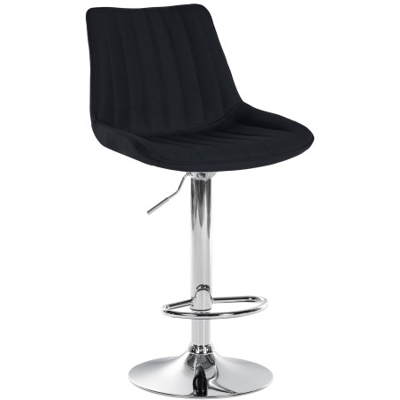 Tabouret de bar Toni, tissu, chrome, noir